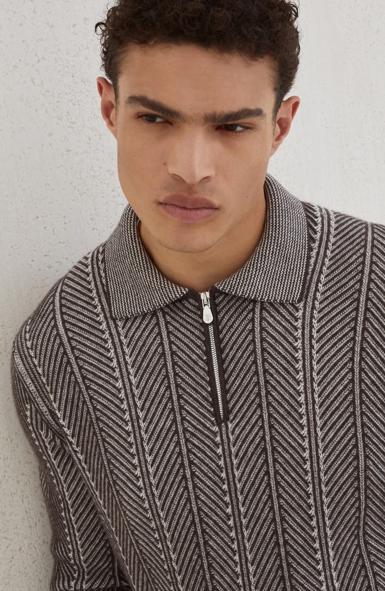 Brunello Cucinelli Vanisé polo shirt, Alternate, color, Brown