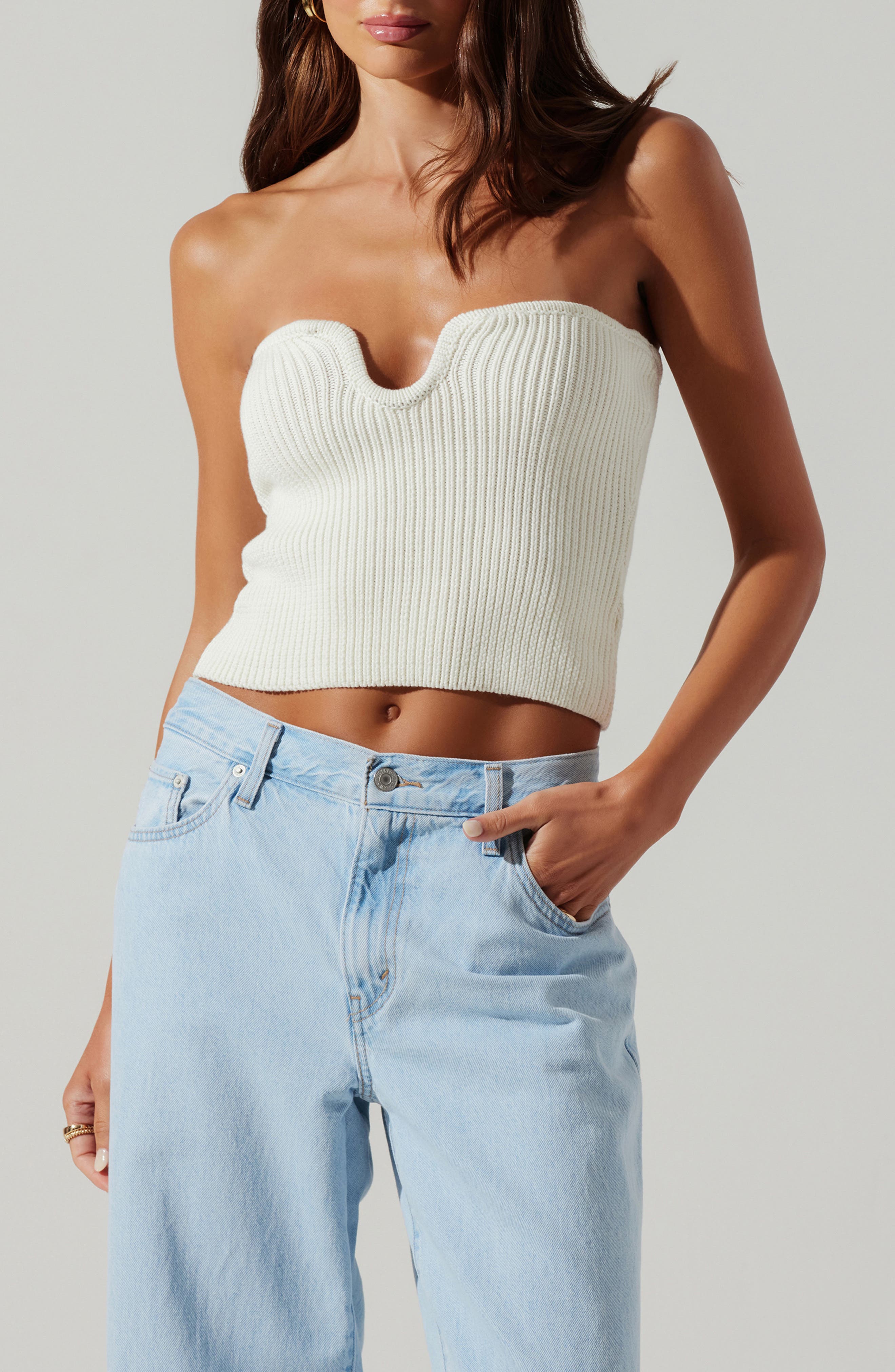ASTR the Label Kailess Strapless Sweater
