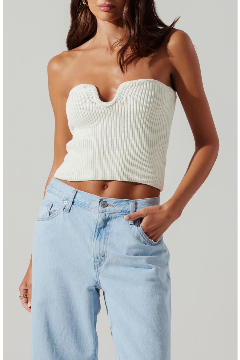Kailess Strapless Sweater, Main, color, OFF WHITE
