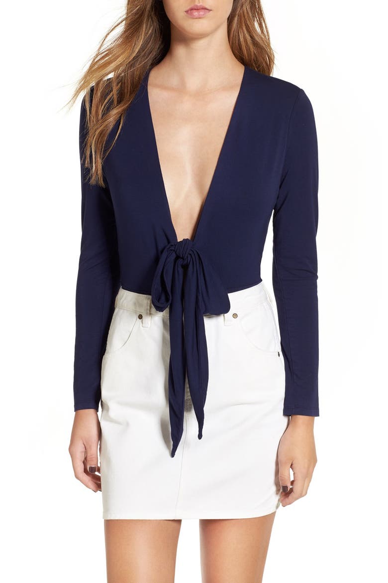 'Rider' Plunge Bodysuit, Main, color, NAVY