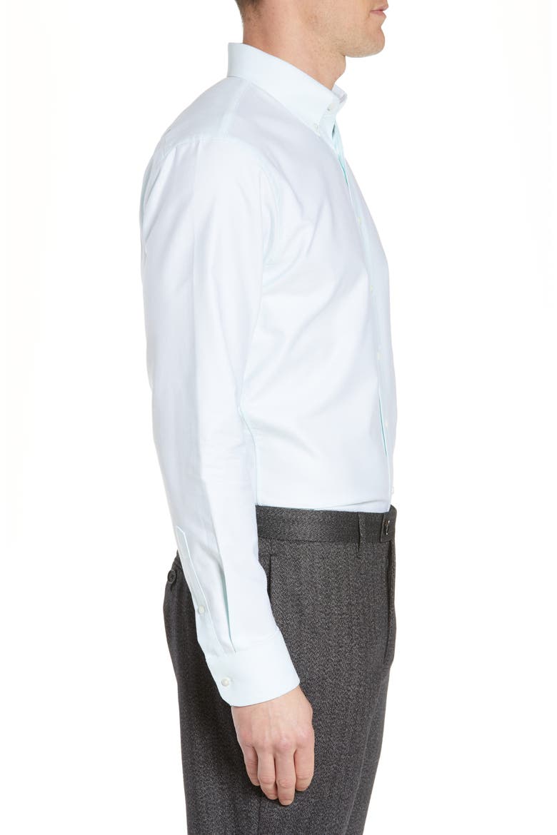 Trim Fit Oxford Dress Shirt, Alternate, color, TEAL FAIR