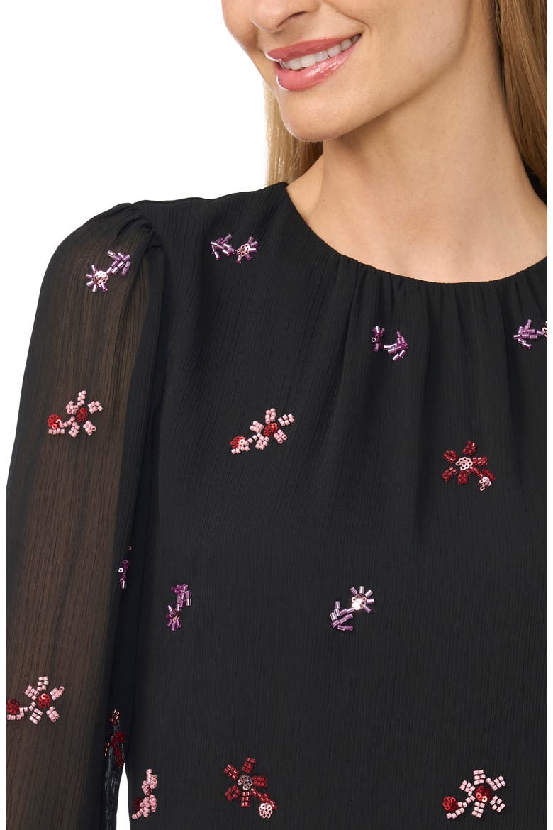 Beaded Ruffle Cuff Top, Alternate, color, RICH BLACK