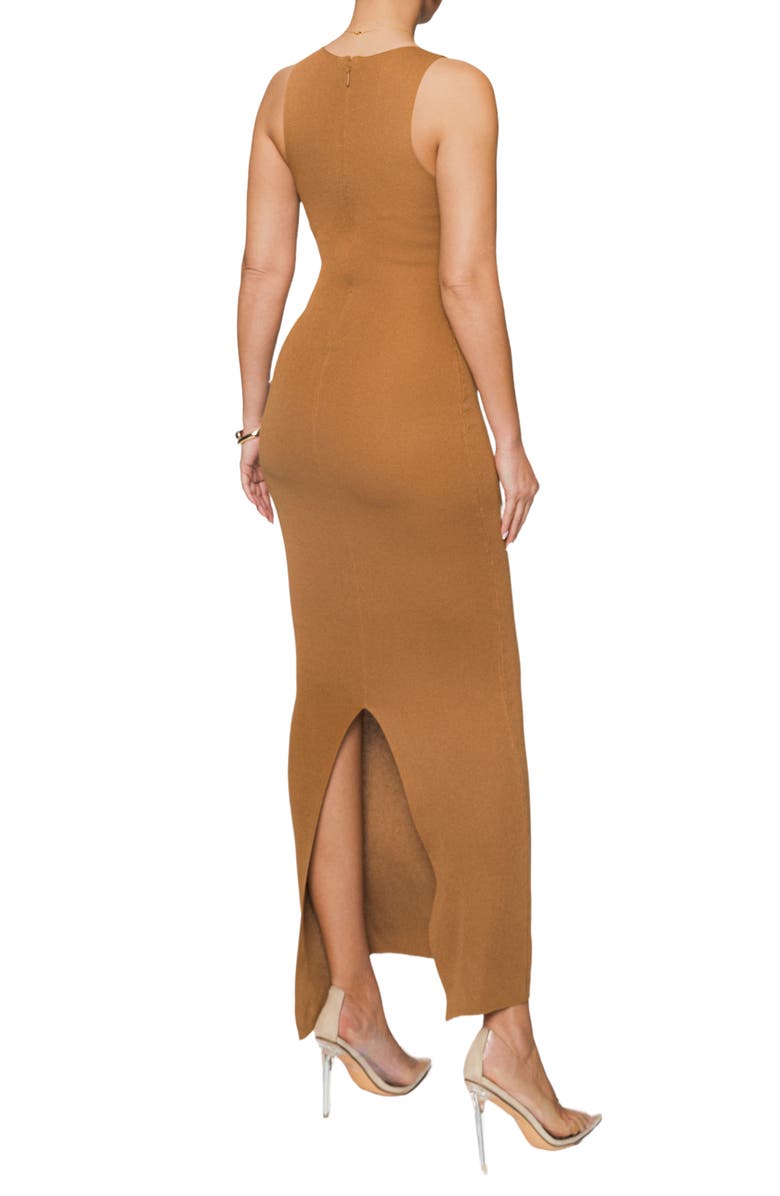 JLUXLABEL Adrienna Sleeveless Cutout Maxi Sweater Dress, Alternate, color, Brown