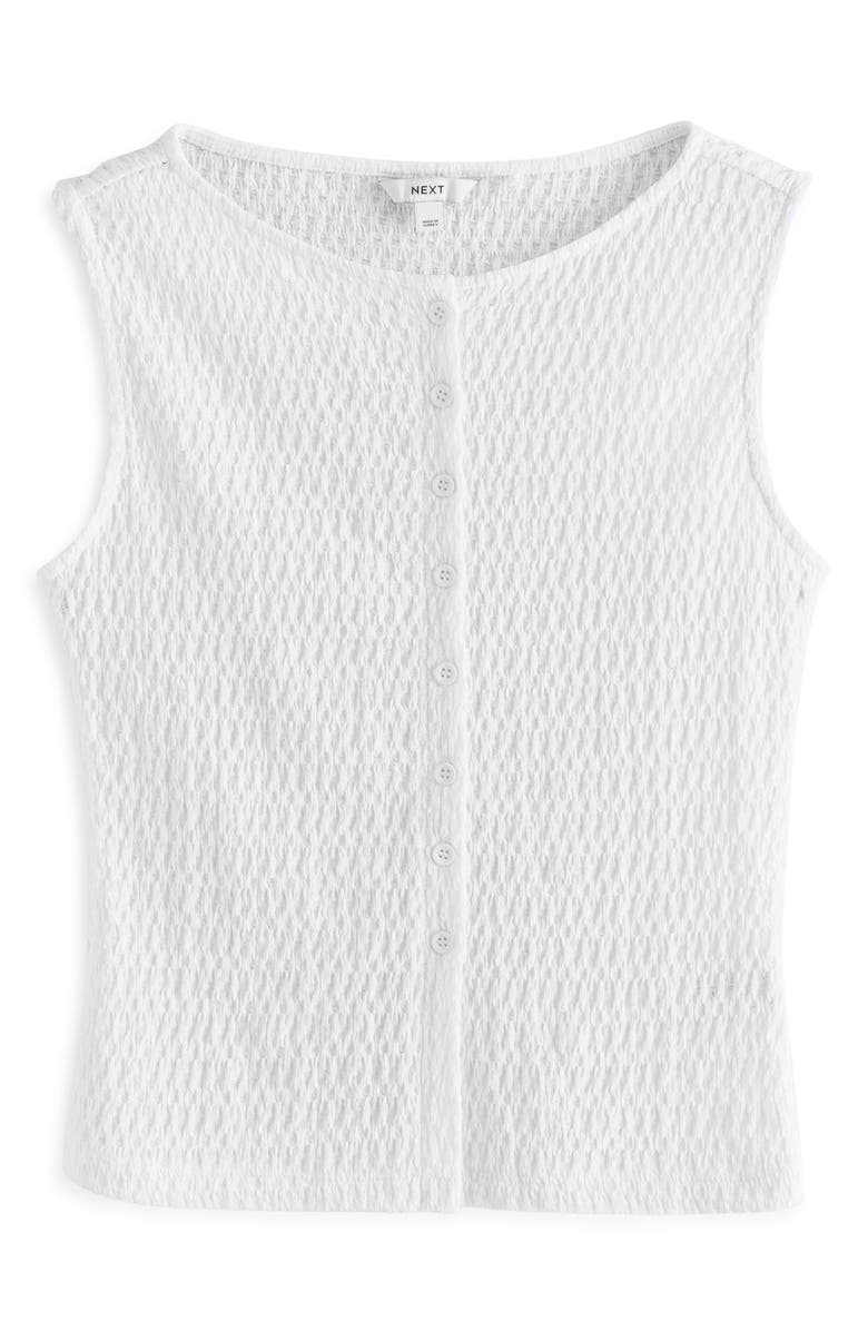 NEXT Textured Sleeveless Button-Front Top, Alternate, color, White