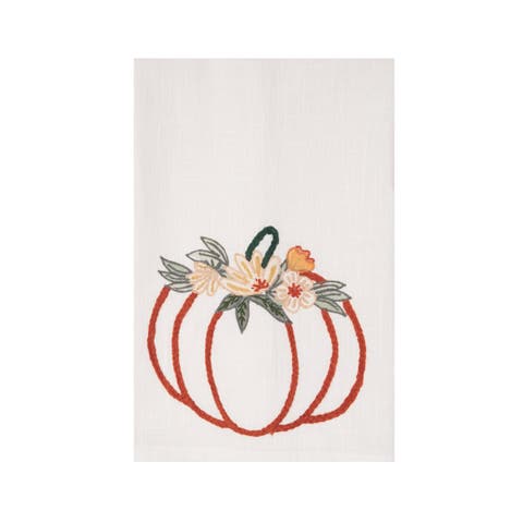 Autumn Botanical Pumpkin Floral 100% Cotton Handtowel
