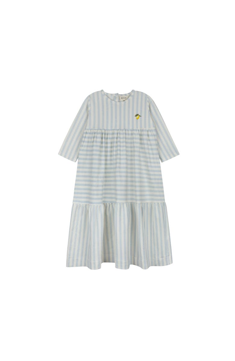 Ely's & Co. Floral Grid Collection - Girls Dress 3/4 Sleeves, Main, color, Lemon