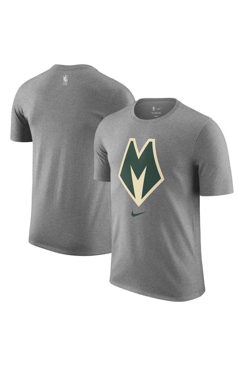 Men's Nike  Heather Gray Milwaukee Bucks 2025/26 City Edition Remix Essential Logo T-Shirt, Main, color, Heather Gray