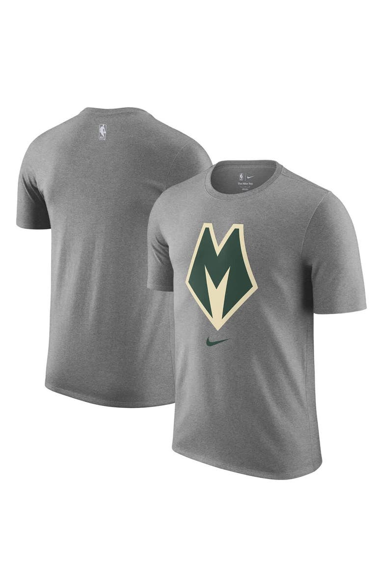 Nike Men's Nike  Heather Gray Milwaukee Bucks 2025/26 City Edition Remix Essential Logo T-Shirt, Main, color, Heather Gray