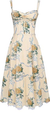 HOUSE OF CB Rosalee Floral Stretch Cotton Petticoat Dress