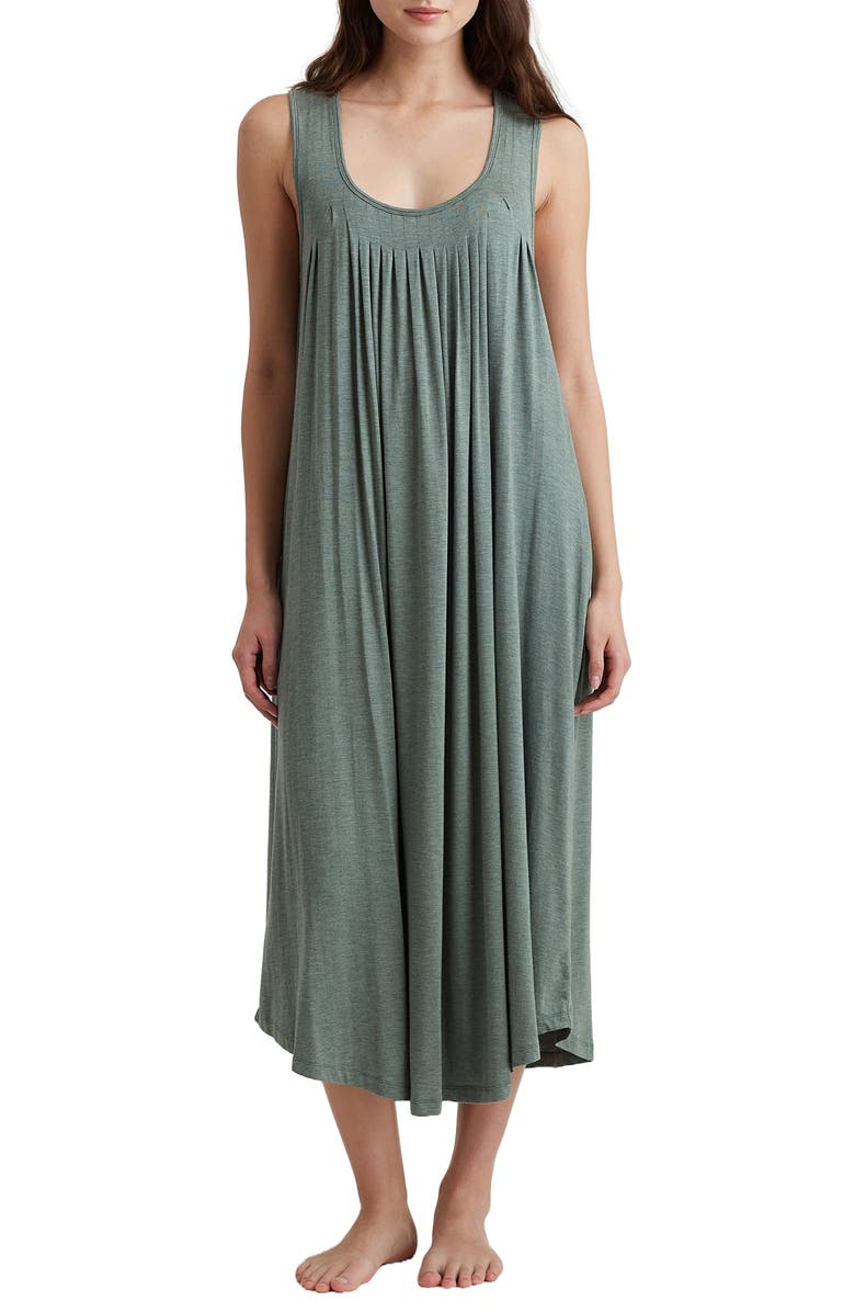 Papinelle Kate Pleated Stretch Modal Nightgown, Main, color, Deep Moss