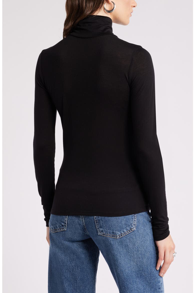 Lyocell & Wool Turtleneck, Alternate, color, BLACK