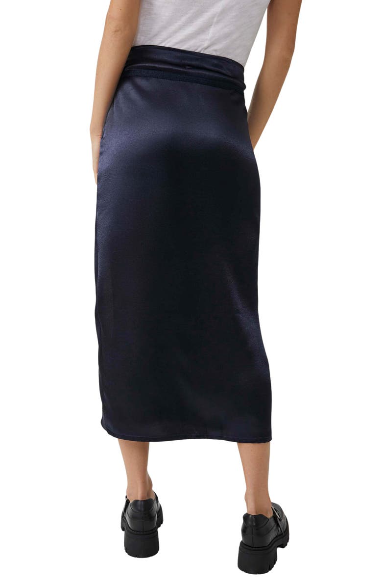 Free People Dakota Side Slit Satin Midi Skirt, Alternate, color, 