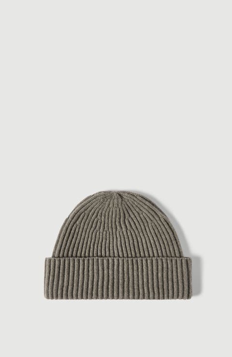 Cashmere English rib double knit beanie