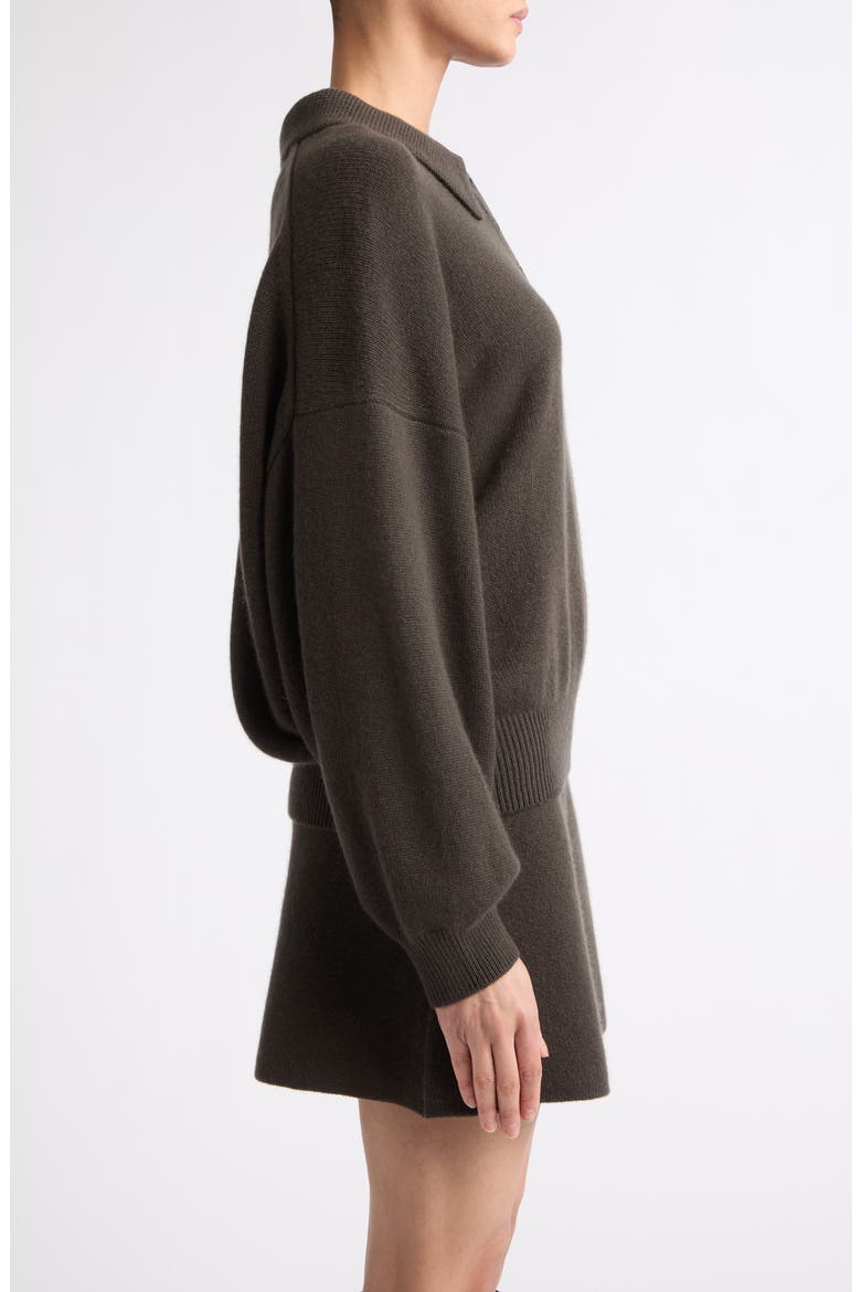 Etta Cashmere Polo Sweater, Alternate, color, DARK FERN