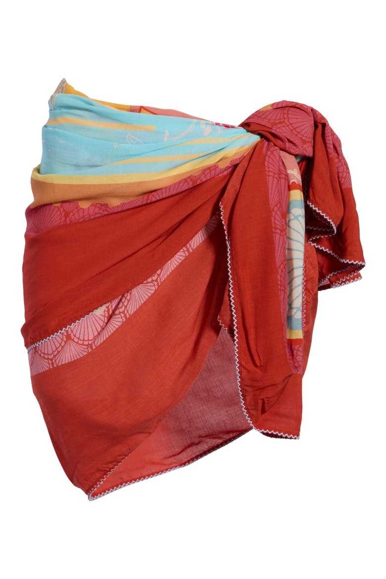 Isla Cover-Up Sarong, Alternate, color, BRIGHT RED
