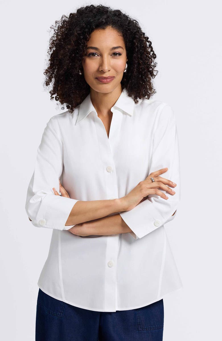 Foxcroft Paityn Non-Iron Cotton Shirt, Alternate, color, White