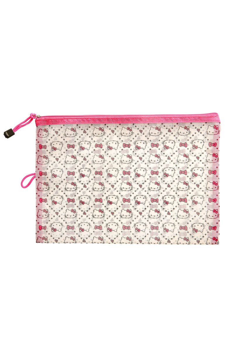 Hello Kitty Quilt Pattern 3 Pack Travel Pouch Set, Alternate, color, Pink