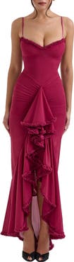 HOUSE OF CB Gabbi Ruffle Mesh High-Low Cocktail Dress