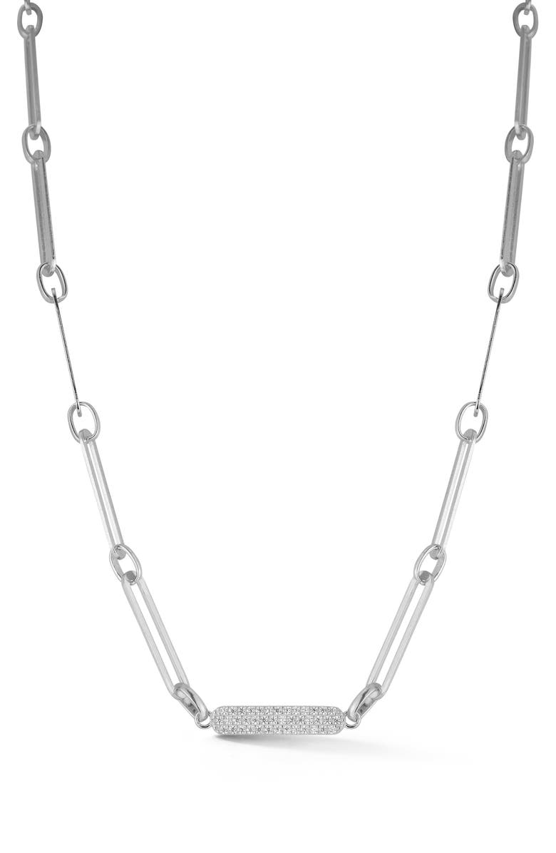 CHLOE AND MADISON CZ Paper Clip Chain Necklace, Main, color, Silver