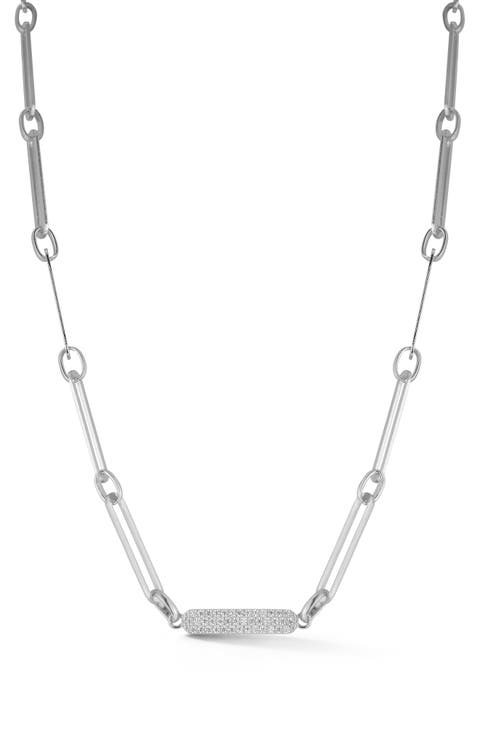 CZ Paper Clip Chain Necklace