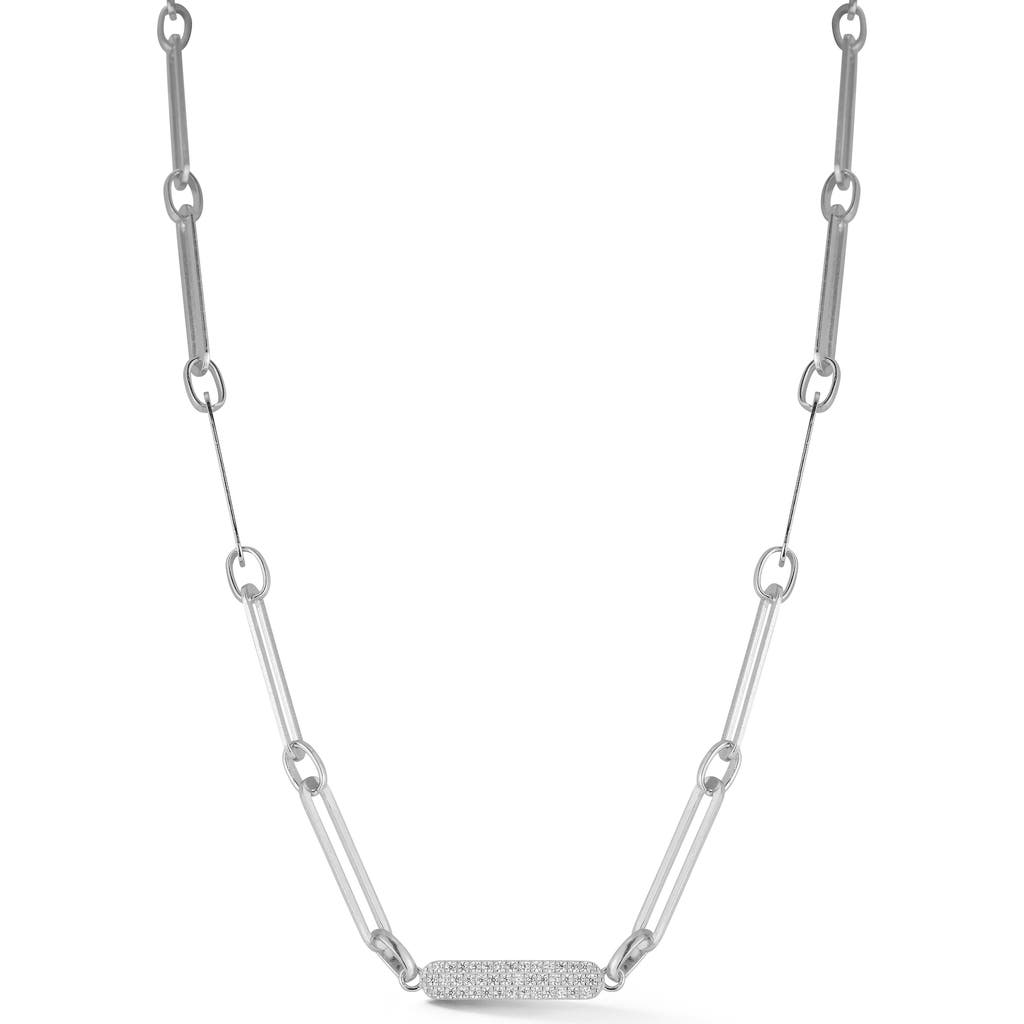 Chloe & Madison Chloe And Madison Cz Paper Clip Chain Necklace In Silver