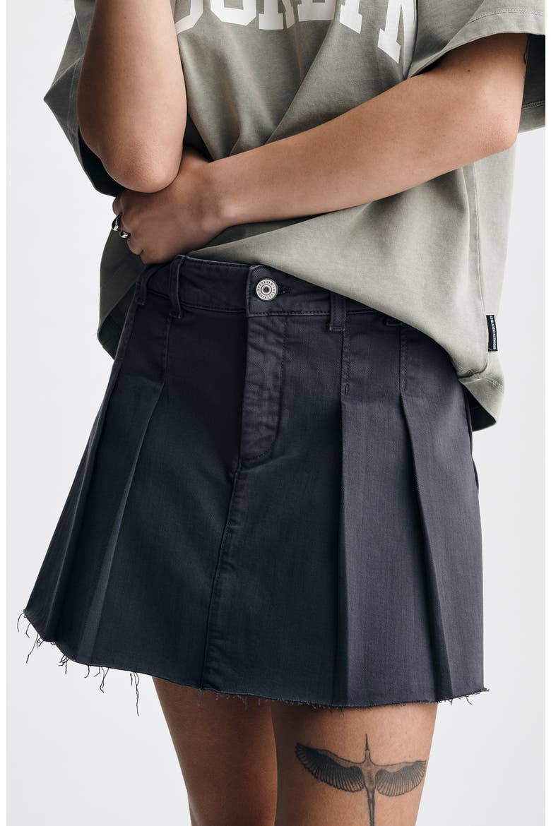 Pleated Stretch Cotton Twill Skort, Alternate, color, ANTHRACITE COLORED T
