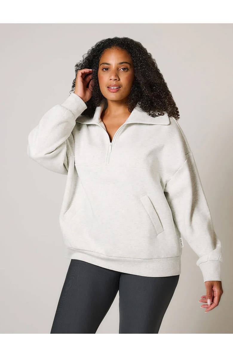 LOVALL ALL SZN Oversized 1/4 Zip Sweatshirt, Alternate, color, Light Grey Marl