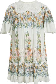 FARM Rio Sweet Bloom Cotton Eyelet Shift Dress