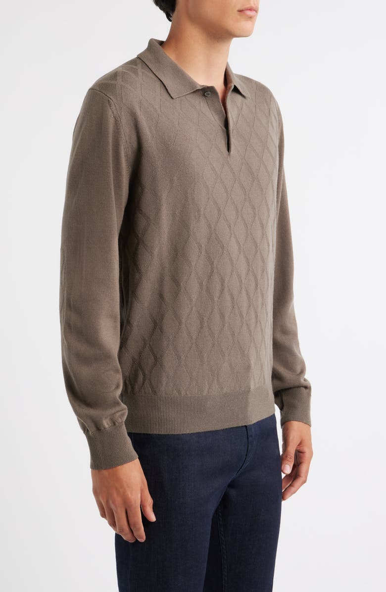Canali Wool Polo Sweater, Alternate, color, Brown
