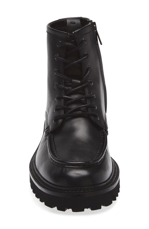 Hugo Boss Boss Julio Lugged Moc Toe Leather Boot In Black