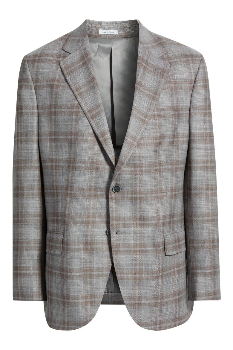 Hyperlight Grey Plaid Wool Sport Coat, Main, color, GREY