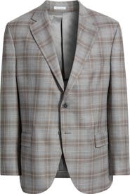 Peter Millar Hyperlight Grey Plaid Wool Sport Coat