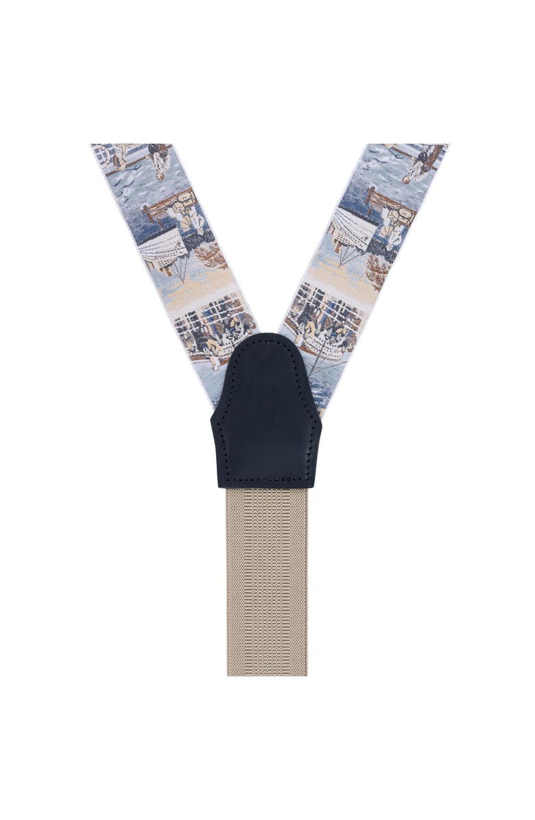 Trafalgar Retro Pattern Bon Voyage Limited Run Silk Suspenders, Alternate, color, 