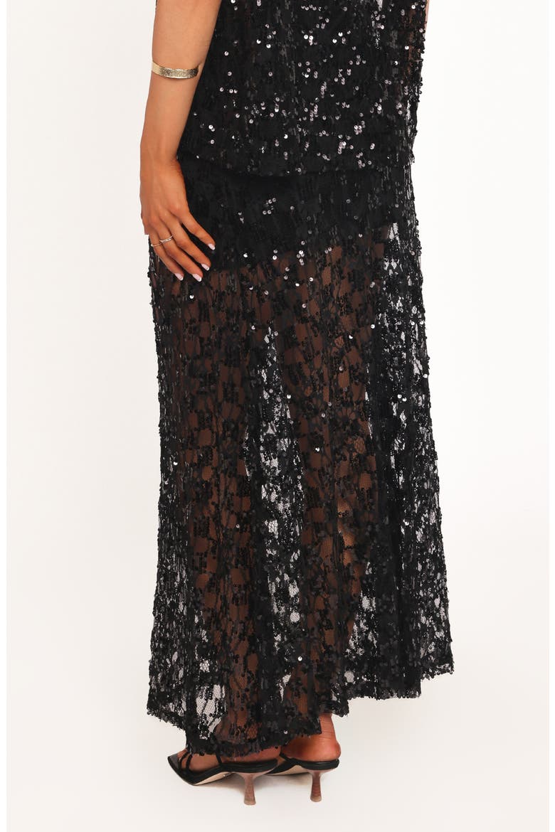 Yonder Sequin Lace Maxi Skirt, Alternate, color, BLACK