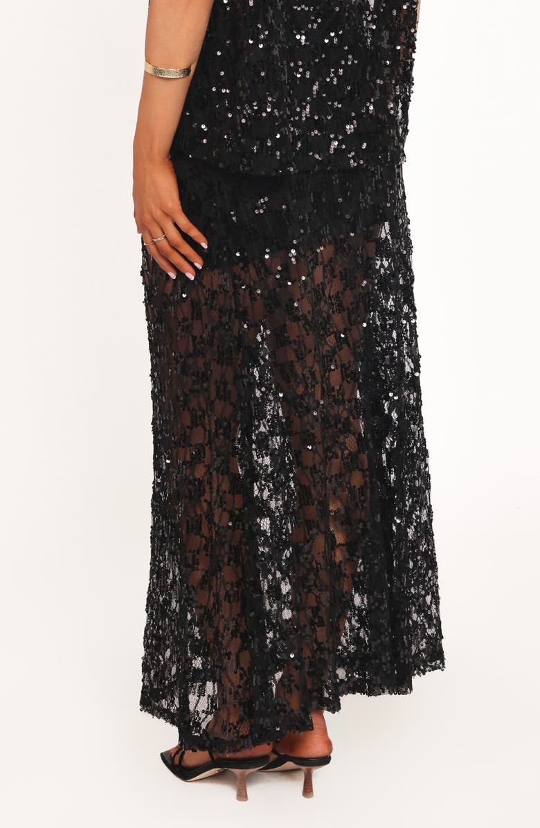 Petal & Pup Yonder Sequin Lace Maxi Skirt, Alternate, color, Black