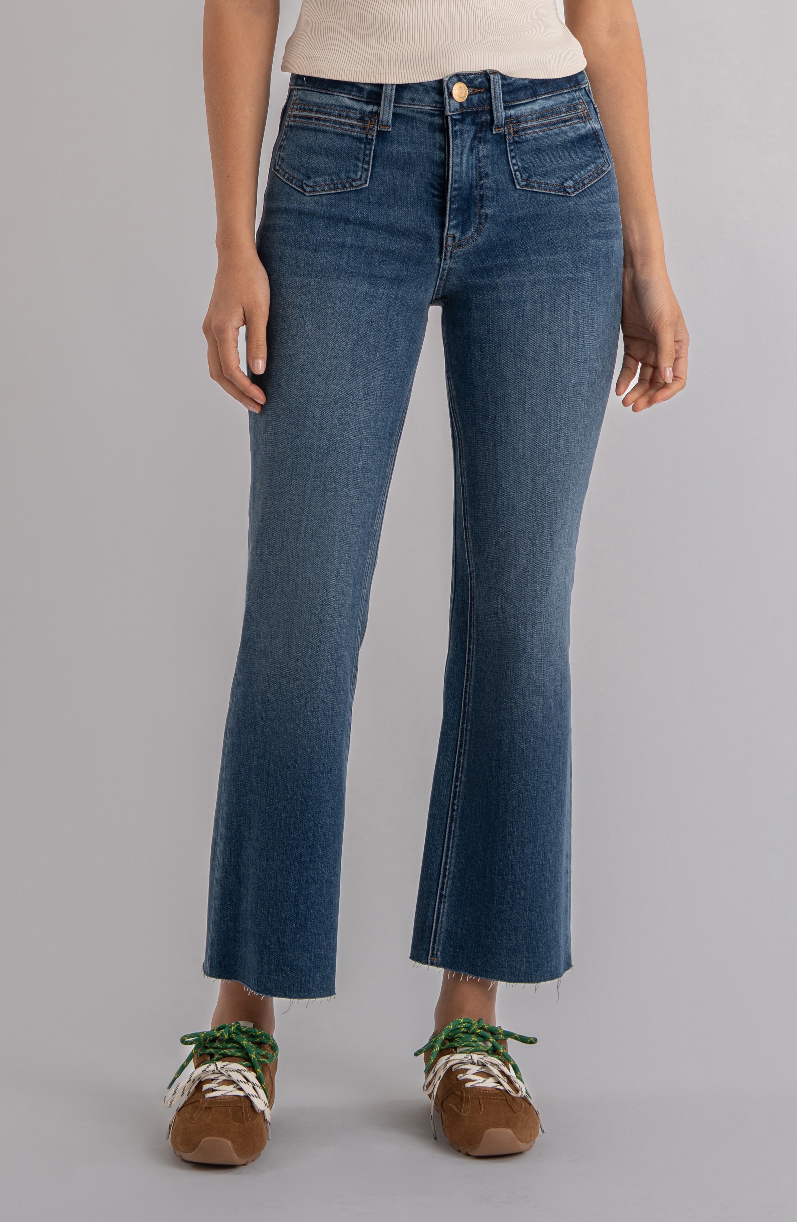 Kelsey Raw Hem Ankle Flare Jeans