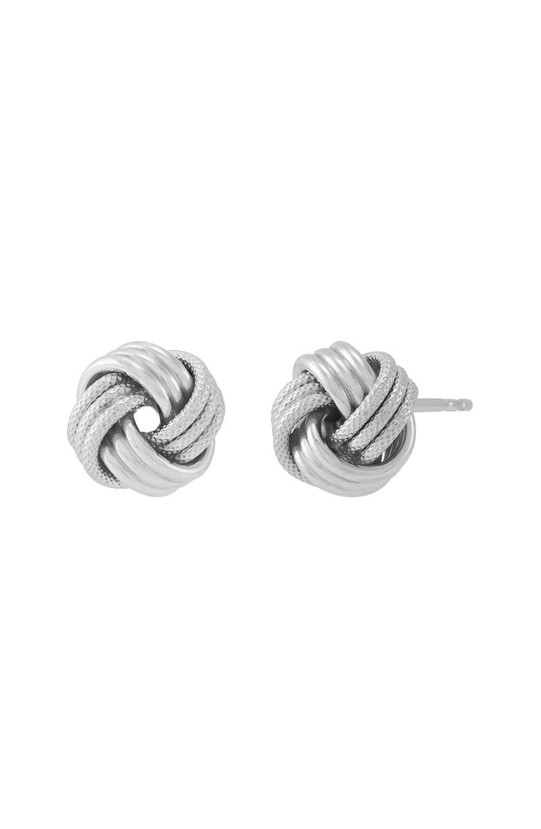 Frankie & Zoe Swirl Love Knot Stud Earrings, Main, color, Silver