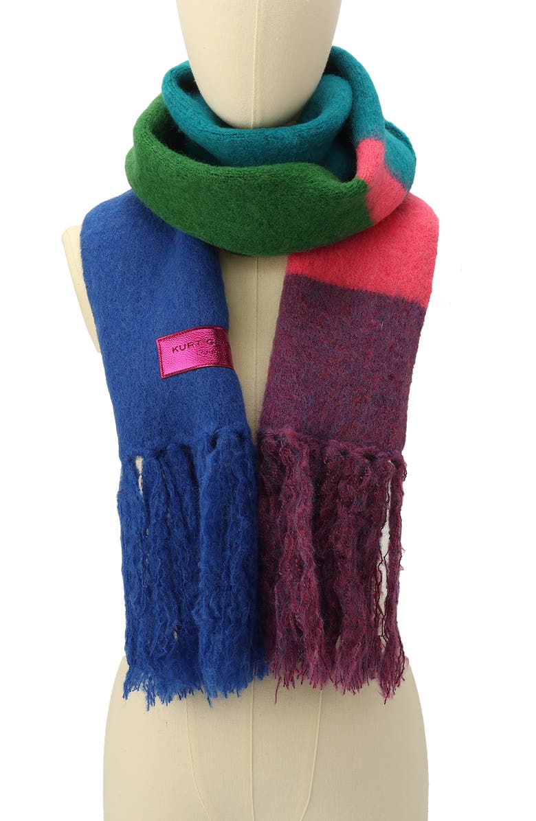 Kurt Geiger London Fuzzy Striped Long Scarf, Alternate, color, Classic Rainbow