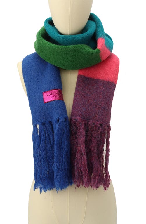 Kurt Geiger London Fuzzy Striped Long Scarf In Multi