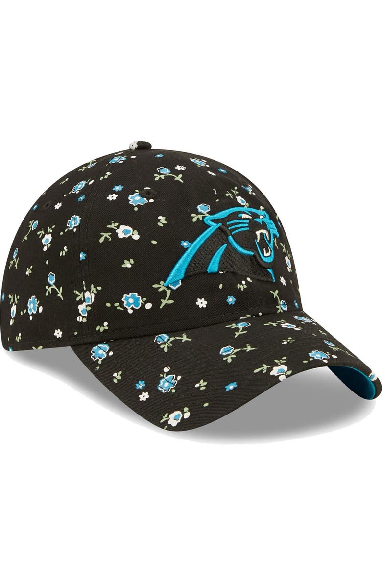New Era Women's New Era Black Carolina Panthers Floral 9TWENTY Adjustable Hat, Alternate, color,