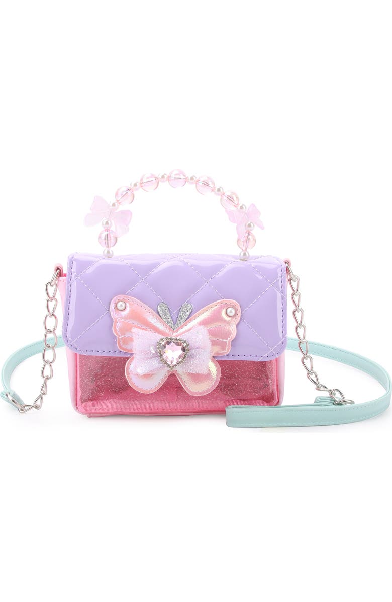 OMG Accessories Kids' Butterfly Beaded Top Handle Bag, Main, color, Pink Multi