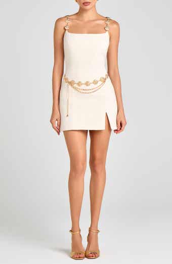 Chain Belt Tweed Cocktail Minidress