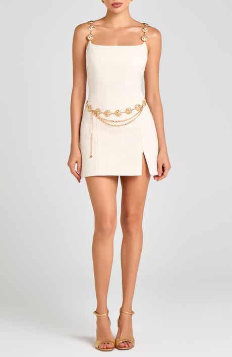 Chain Belt Tweed Cocktail Minidress