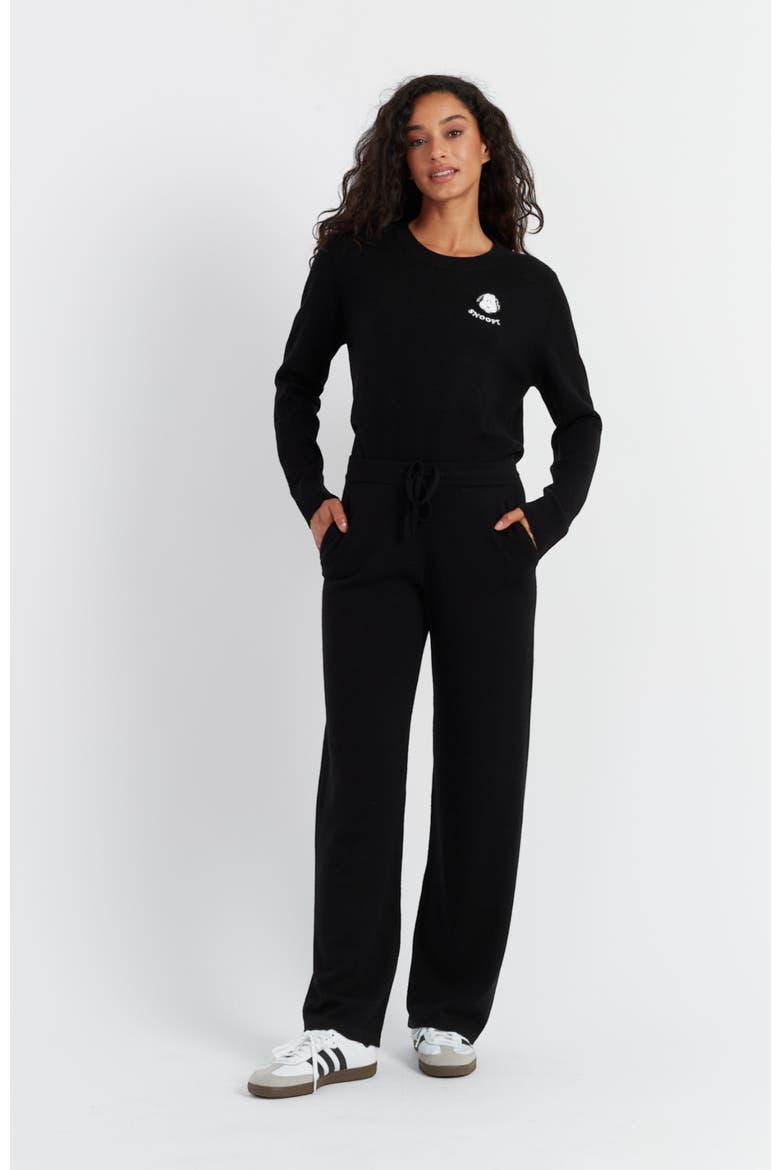 Wide Leg Snoopy Track Pants, Alternate, color, Black
