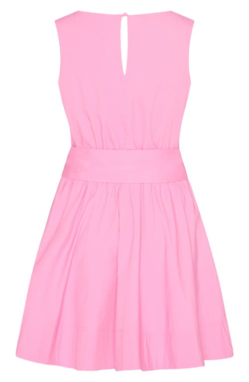 Shop Milly Draped Sleeveless Stretch Cotton Poplin Minidress In Pink