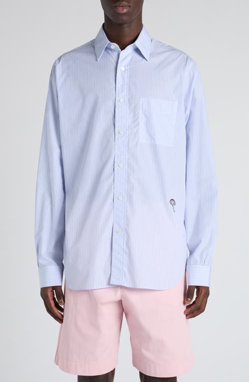 Bottega Veneta Stripe Cotton Poplin Button-up Shirt In Blue