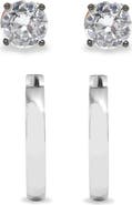 Brook and York Men's Hoops & Cubic Zirconia Stud Earrings Set