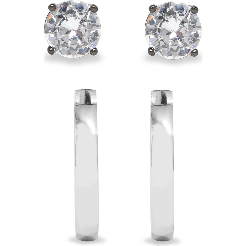 Brook & York Hoops & Cubic Zirconia Stud Earrings Set