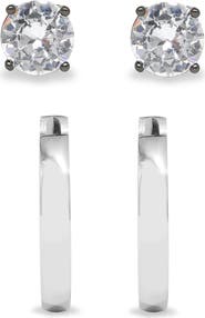 Brook and York Men's Hoops & Cubic Zirconia Stud Earrings Set