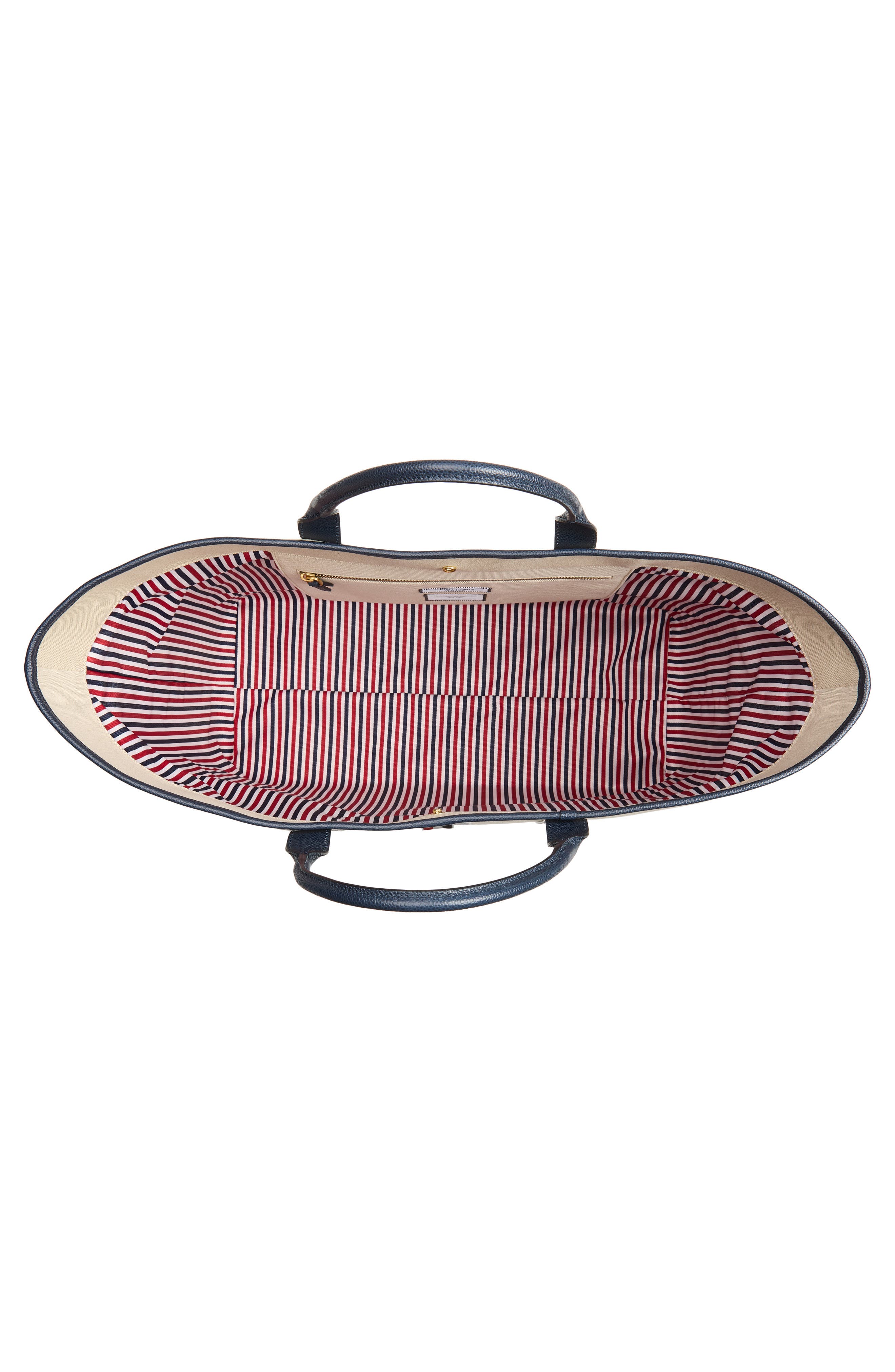 Thom Browne Oversize Canvas & Leather Tool Tote, Alternate, color, Navy